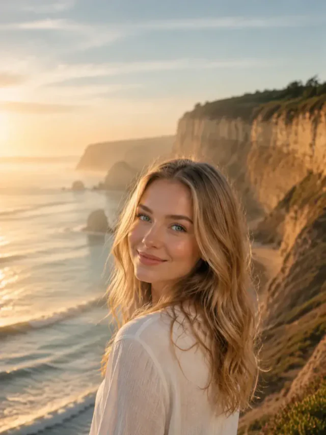 Закат на морском берегу, стиль «Пляж golden hour» — Океанский свет, тёплый песок, лёгкость