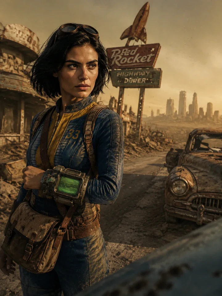 Нейрофотосессия в стиле «Fallout: Пустошь»: Убежище 111, пип-бой, ретрофутуризм пустоши