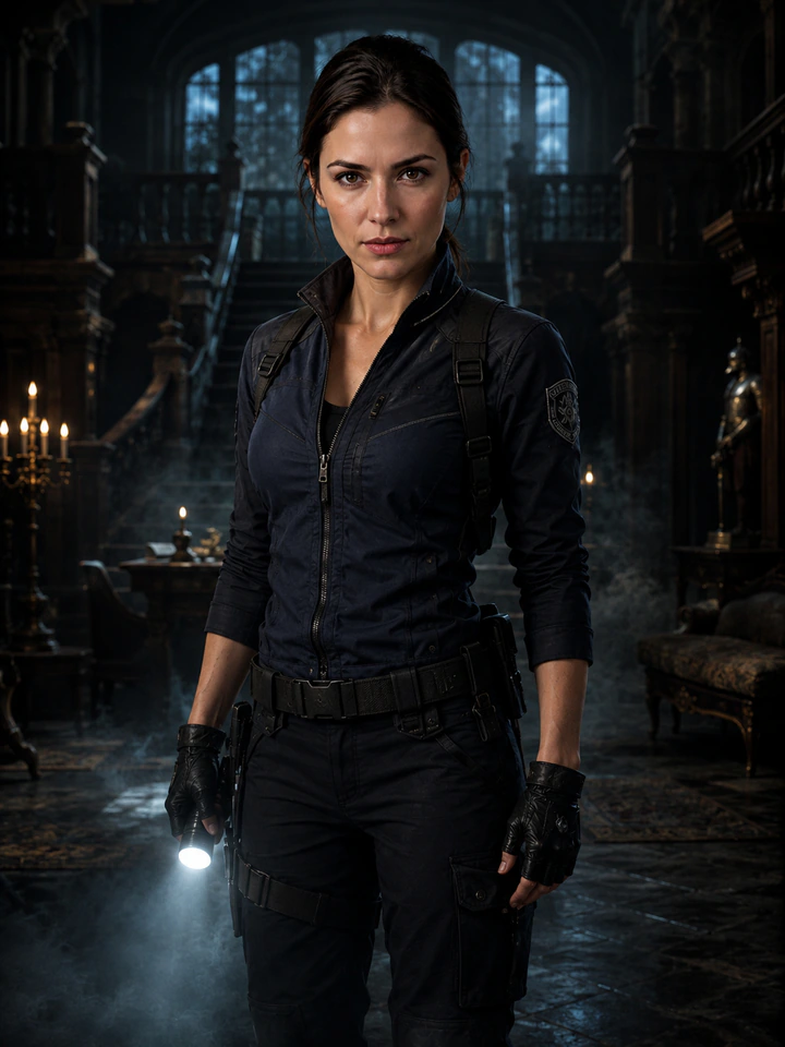 Нейрофотосессия в стиле «Resident Evil: Особняк»: особняк, туман, тактический стиль